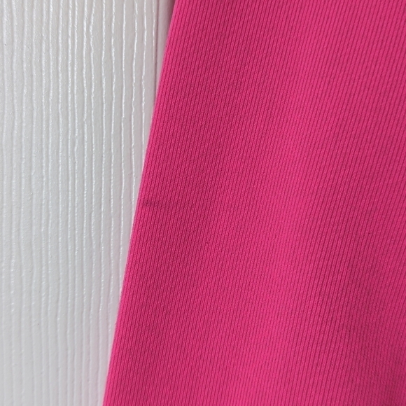 Athleta Paisley Jacquard Knit Form Fitting Quarter Zip Hooded Top Hot Pink M - Picture 10 of 11